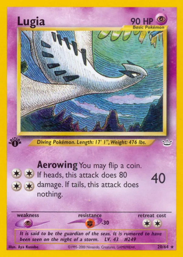 Lugia Pokémon Neo Revelation #20 1st Edition