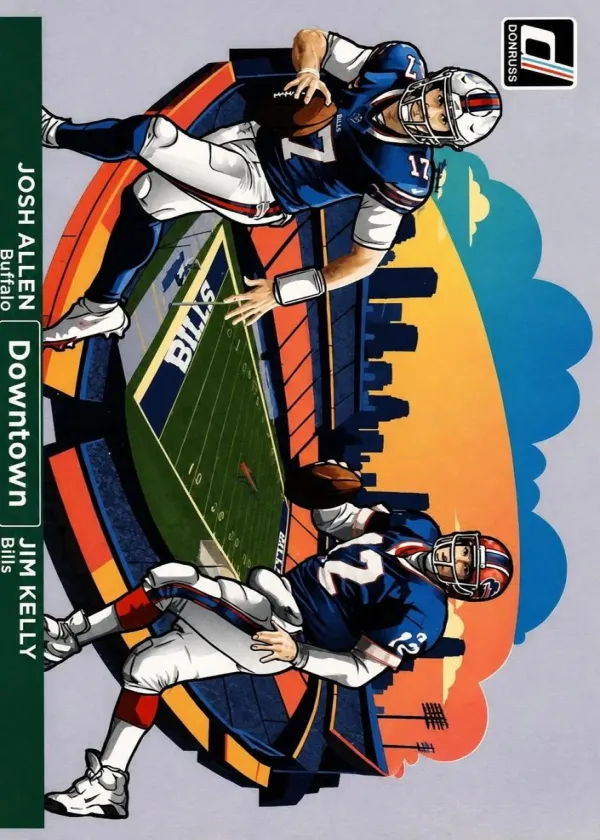 Jim Kelly / Josh Allen 2024 Panini Donruss Horizontal Downtown! Football #15