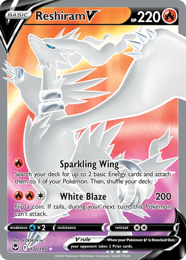 Reshiram V Pokémon Silver Tempest #172 Holo
