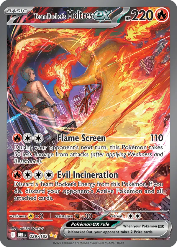 Team Rocket's Moltres ex Pokémon Destined Rivals #229 Holo