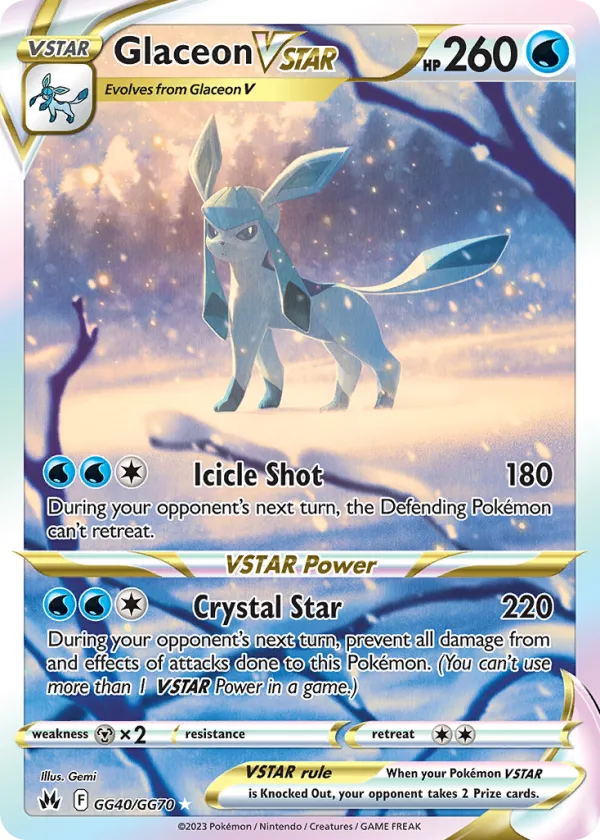Glaceon VSTAR Pokémon Crown Zenith Galarian Gallery #GG40 Holo