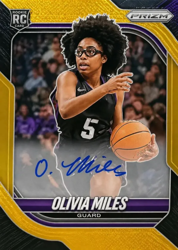 Olivia Miles 2025 Panini Prizm Autographs Basketball Gold #123