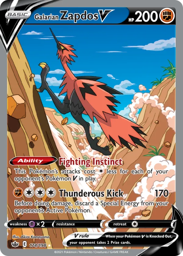 Galarian Zapdos V Pokémon Chilling Reign #174 Holo