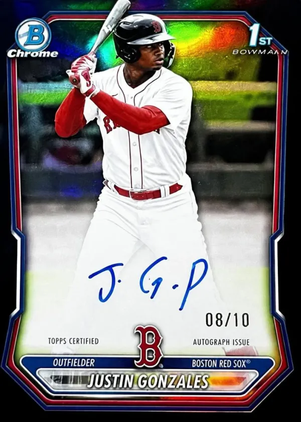 Justin Gonzales 2026 Bowman Chrome Prospects Autographs Baseball Black Refractor #CPA-JG