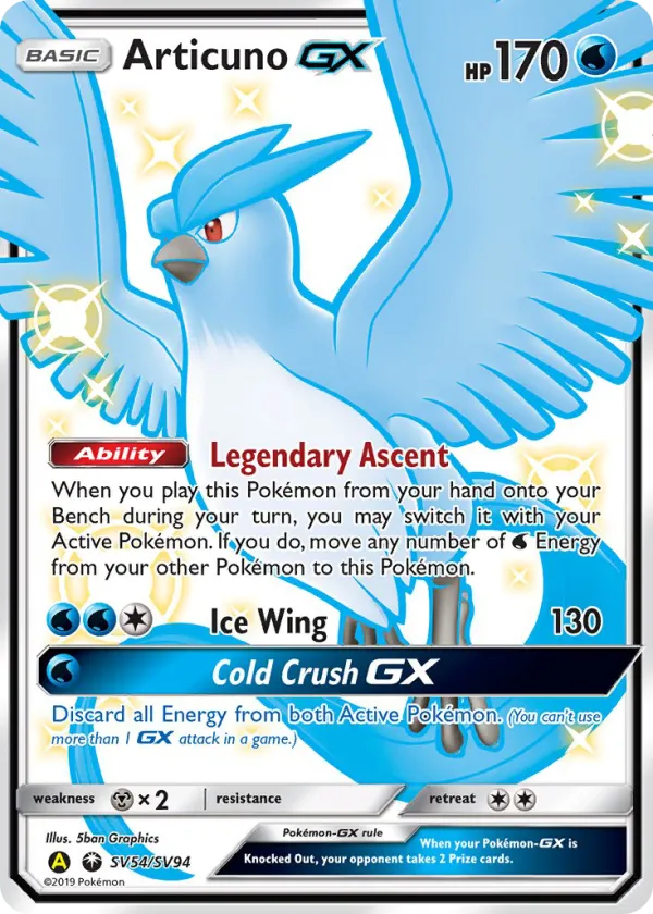 Articuno-GX Pokémon Hidden Fates Shiny Vault #SV54 Holo
