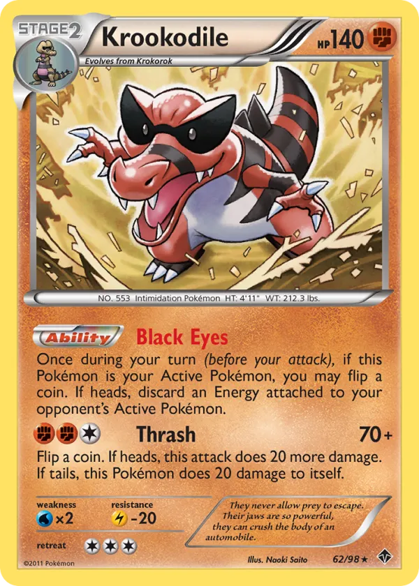 Krookodile Pokémon Emerging Powers #62 Reverse Holo