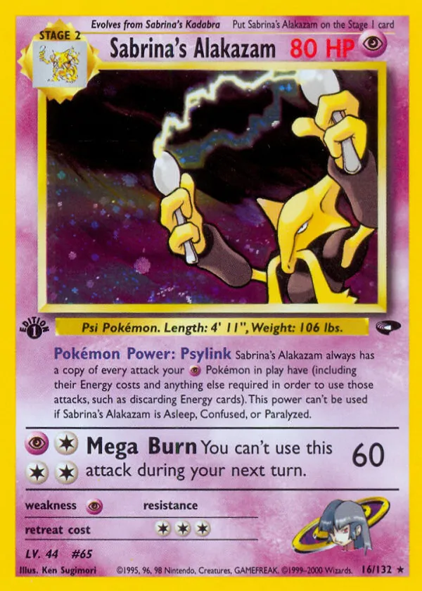 Sabrina's Alakazam Pokémon Gym Challenge #16 Unlimited Holo
