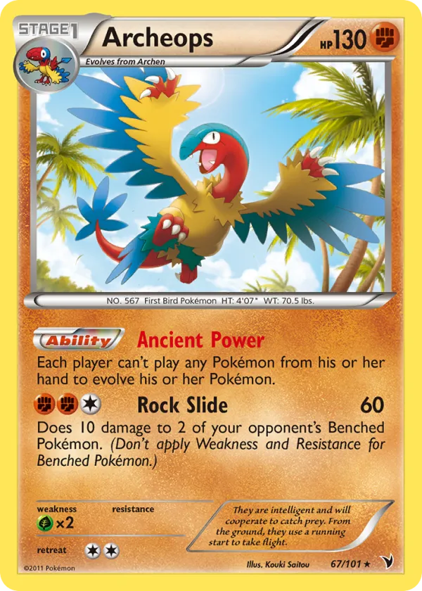 Archeops Pokémon Noble Victories #67 Reverse Holo