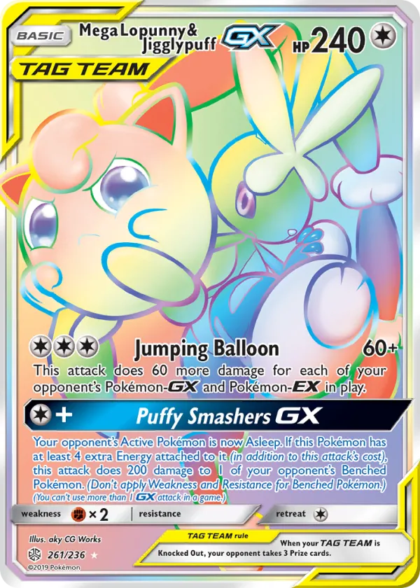 Mega Lopunny & Jigglypuff-GX Pokémon Cosmic Eclipse #261 Holo