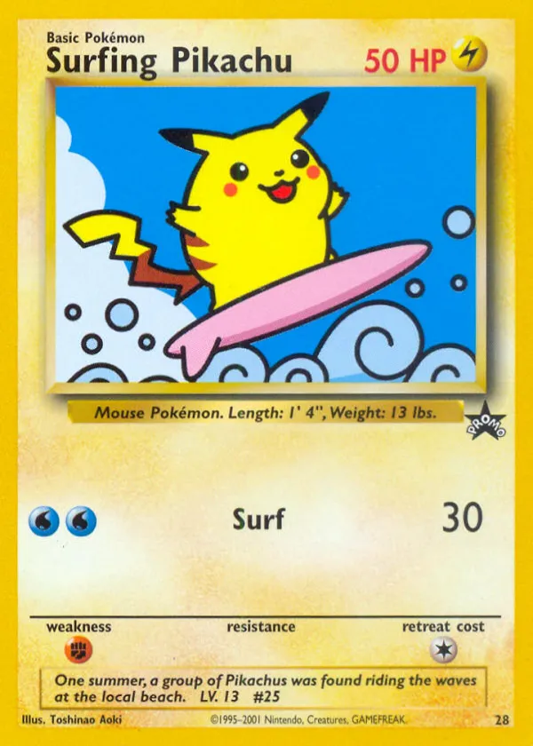 Surfing Pikachu Pokémon Wizards Black Star Promos #28
