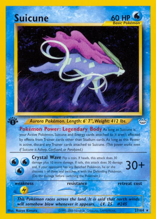 Suicune Pokémon Neo Revelation #27 1st Edition
