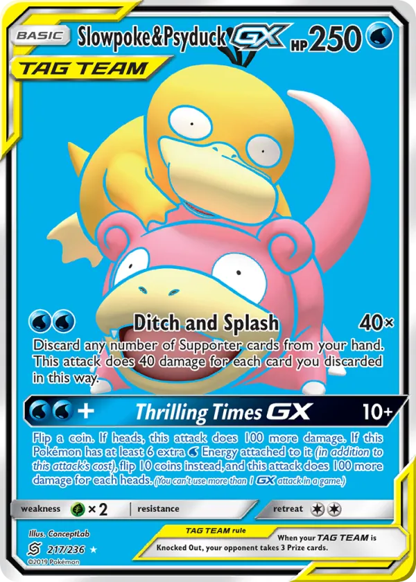 Slowpoke & Psyduck-GX Pokémon Unified Minds #217 Holo