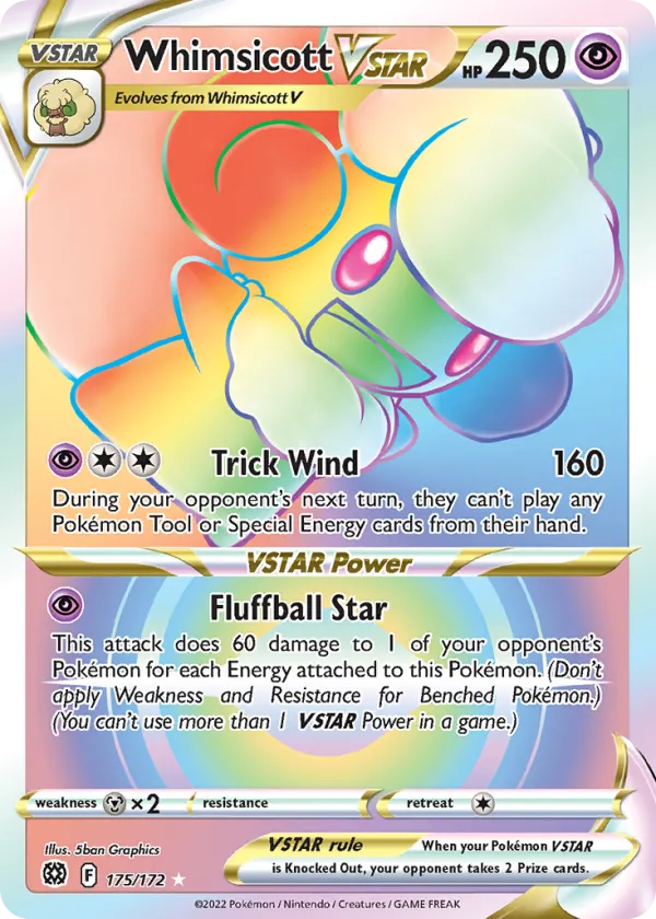 Whimsicott VSTAR Pokémon Brilliant Stars #175 Holo