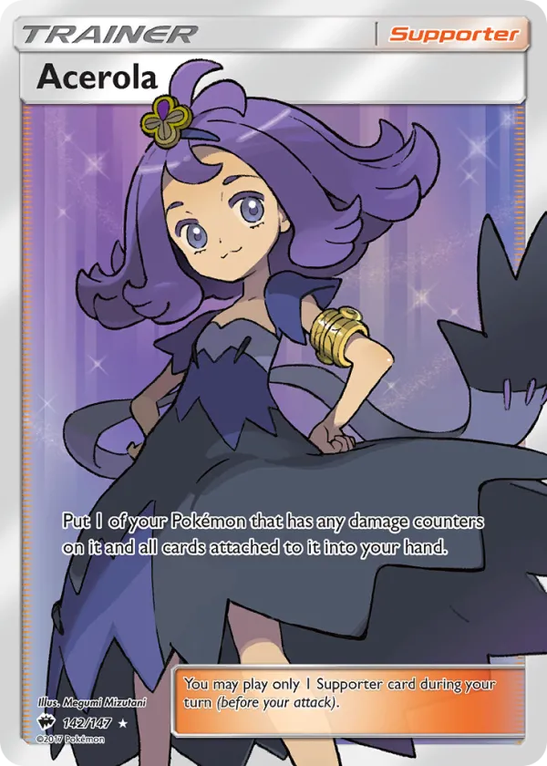 Acerola Pokémon Burning Shadows #142 Holo