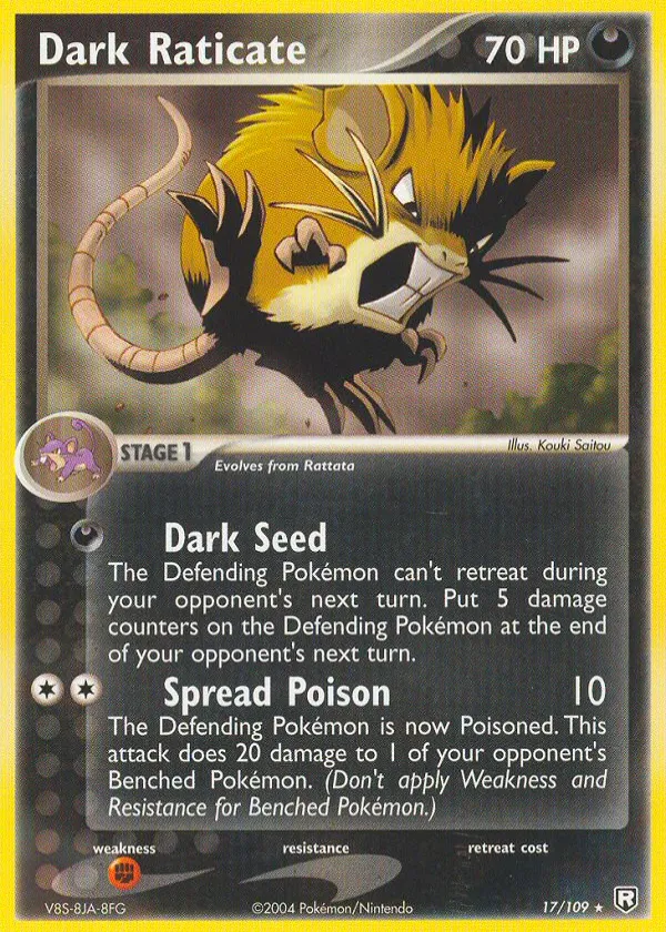 Dark Raticate Pokémon Team Rocket Returns #17 Reverse Holo