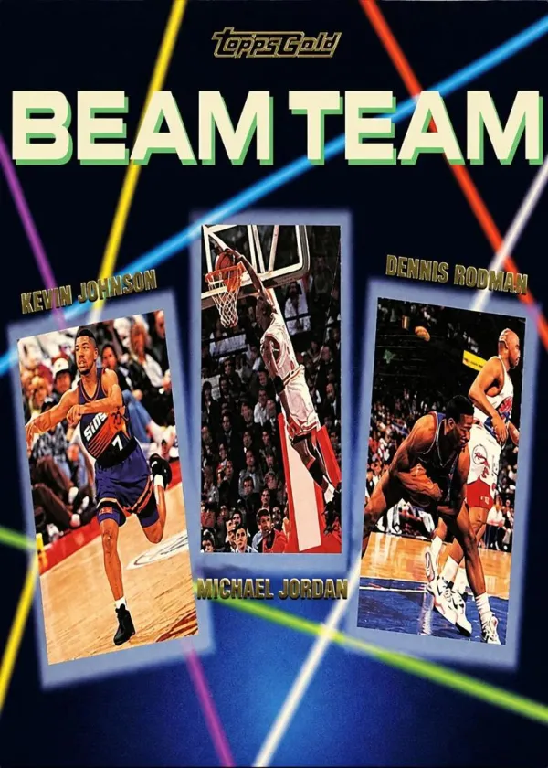Kevin Johnson / Michael Jordan / Dennis Rodman 1992 Topps Beam Team Basketball Gold #3