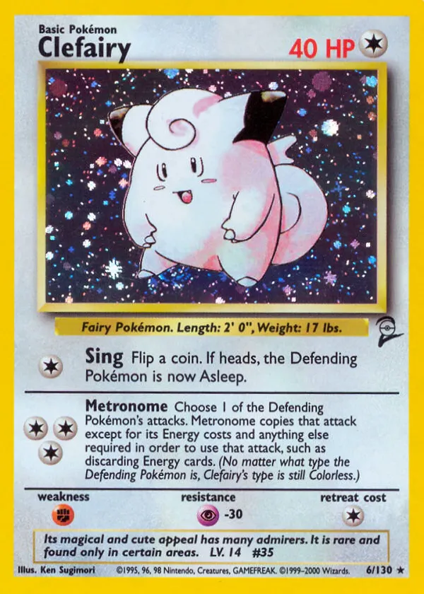 Clefairy Pokémon Base Set 2 #6 Holo