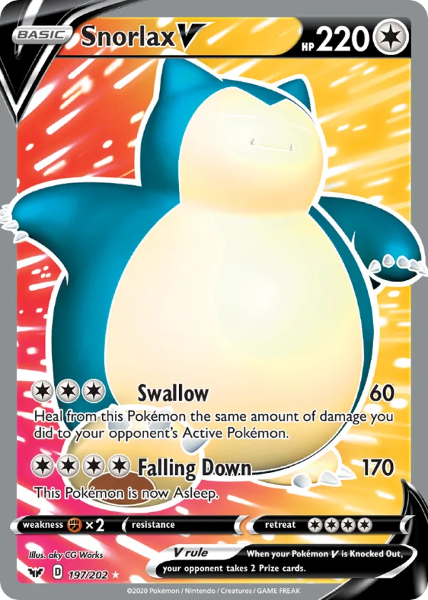 Snorlax V Pokémon Sword & Shield #197 Holo