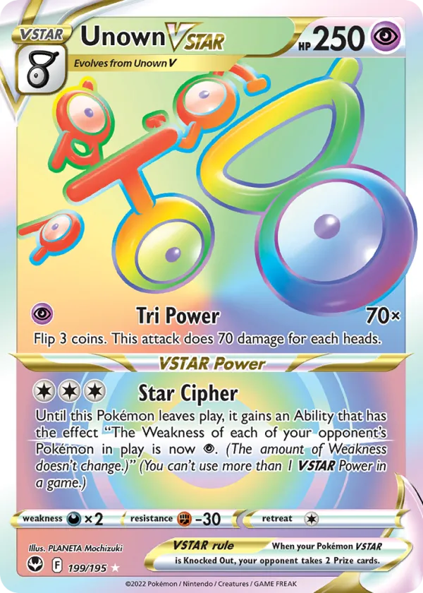Unown VSTAR Pokémon Silver Tempest #199 Holo