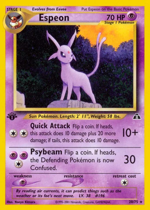 Espeon Pokémon Neo Discovery #20 1st Edition