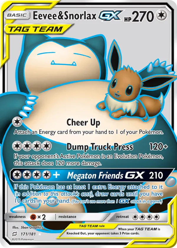 Eevee & Snorlax-GX Pokémon Team Up #171 Holo