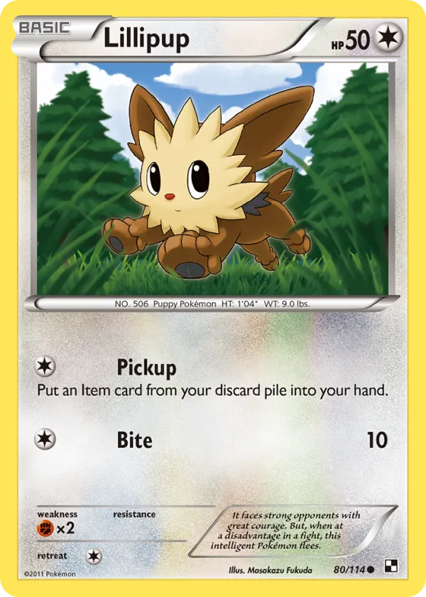 Lillipup Pokémon Black & White #80 Reverse Holo
