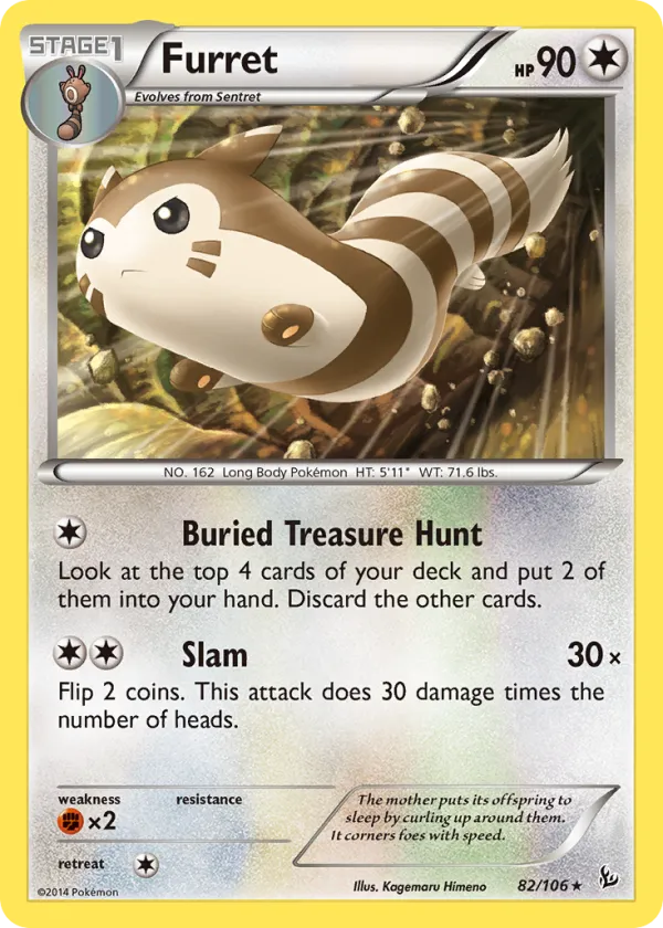 Furret Pokémon Flashfire #82 Reverse Holo