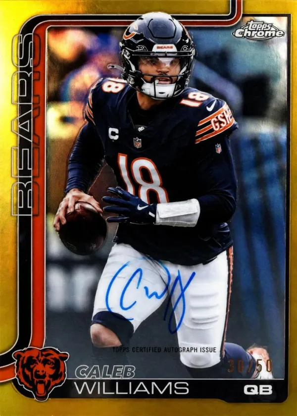 Caleb Williams 2025 Topps Chrome Autographs Football Gold Refractor #BA-CW