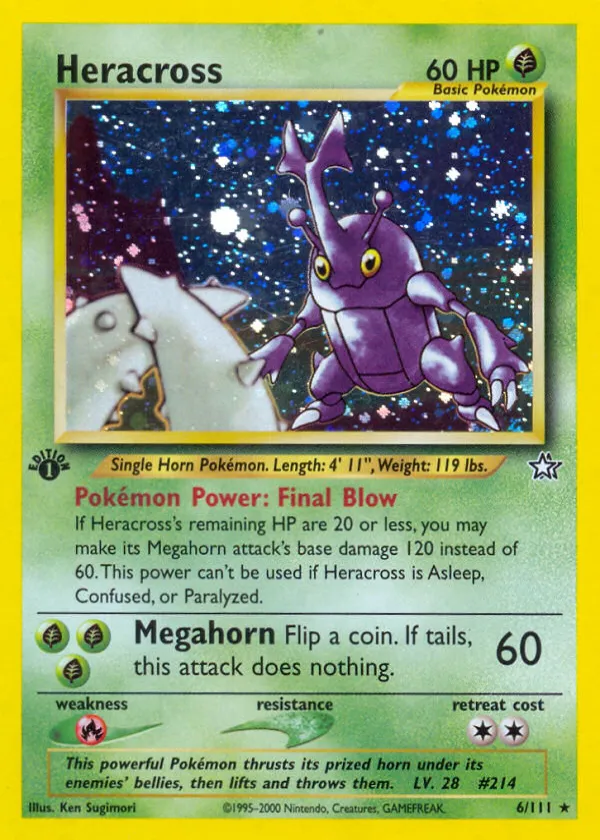 Heracross Pokémon Neo Genesis #6 Unlimited Holo