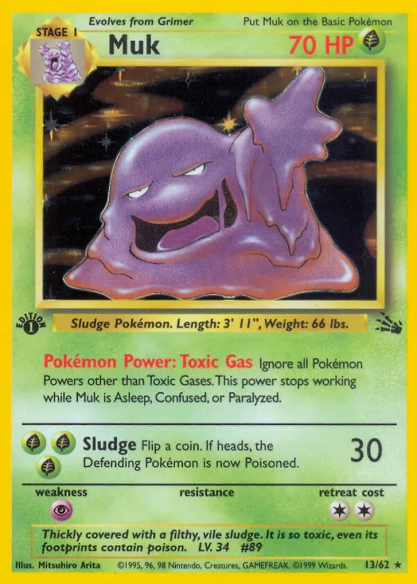 Muk Pokémon Fossil #13 1st Edition Holo