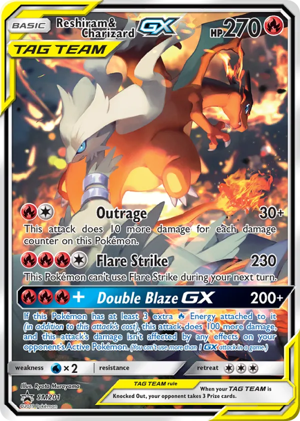 Reshiram & Charizard-GX Pokémon SM Black Star Promos #SM201 Holo