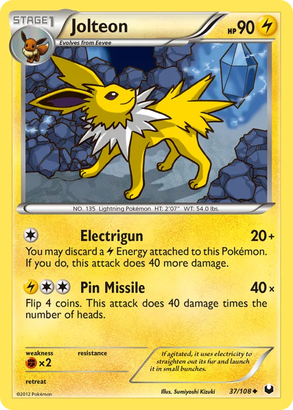 Jolteon Pokémon Dark Explorers #37 Reverse Holo