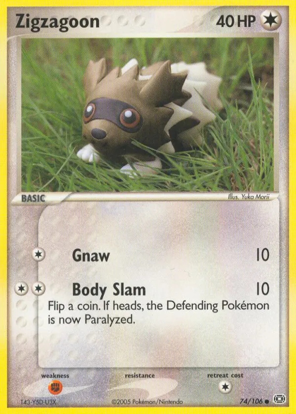 Zigzagoon Pokémon Emerald #74 Reverse Holo