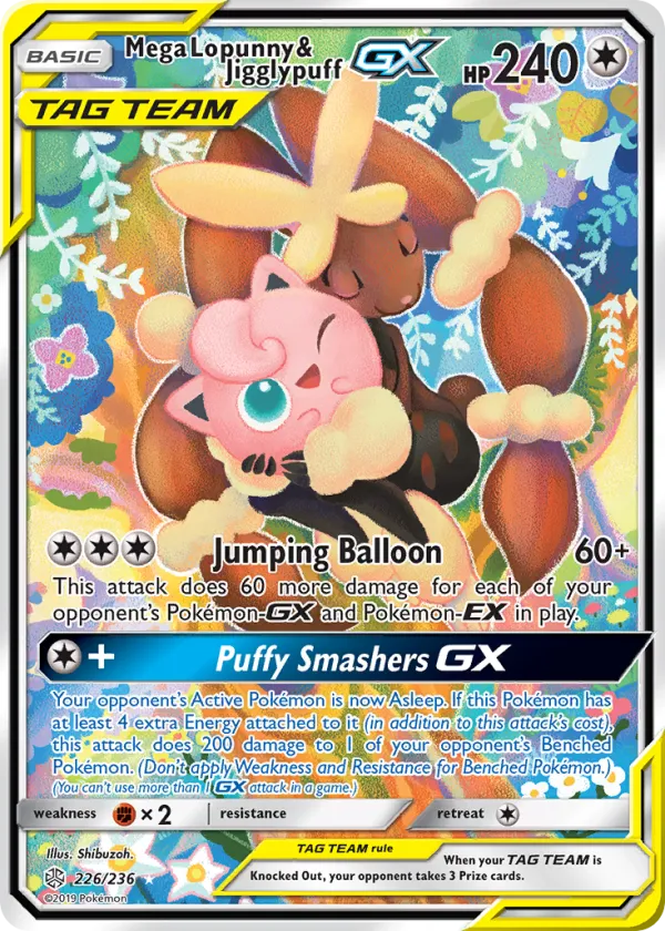 Mega Lopunny & Jigglypuff-GX Pokémon Cosmic Eclipse #226 Holo