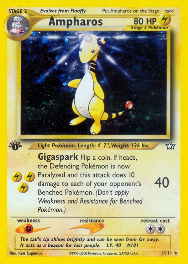 Ampharos Pokémon Neo Genesis #1 Unlimited Holo