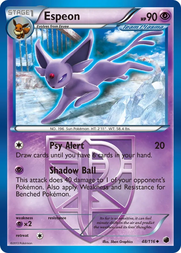 Espeon Pokémon Plasma Freeze #48 Reverse Holo