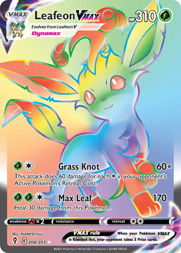 Leafeon VMAX Pokémon Evolving Skies #204 Holo