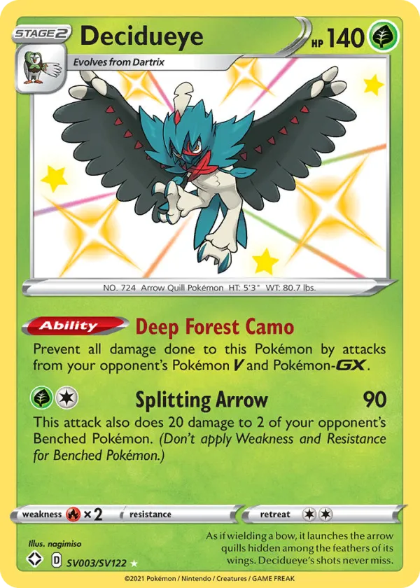 Decidueye Pokémon Shining Fates Shiny Vault #SV003 Holo