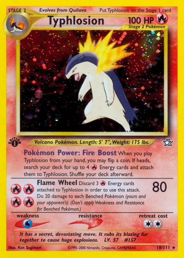 Typhlosion Pokémon Neo Genesis #18 Unlimited Holo