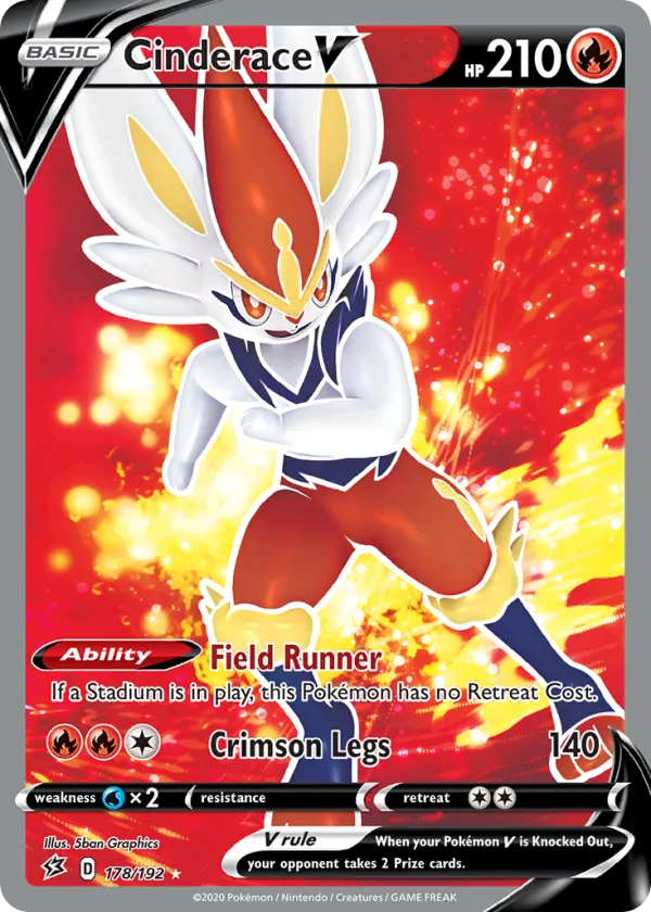 Cinderace V Pokémon Rebel Clash #178 Holo