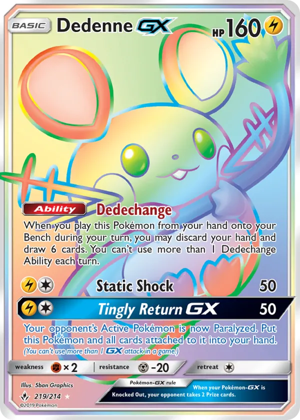 Dedenne-GX Pokémon Unbroken Bonds #219 Holo
