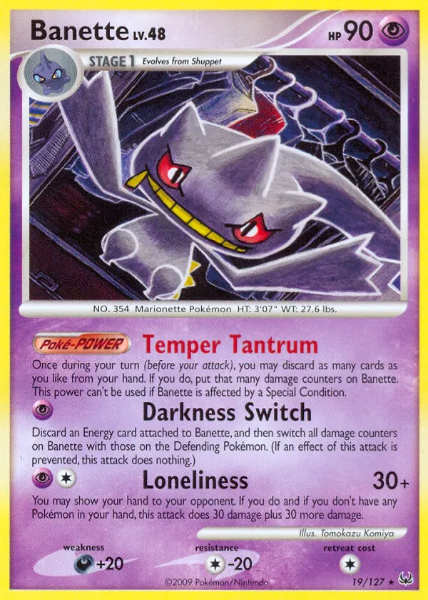 Banette Pokémon Platinum #19 Reverse Holo