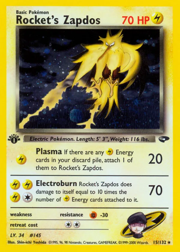 Rocket's Zapdos Pokémon Gym Challenge #15 Unlimited Holo