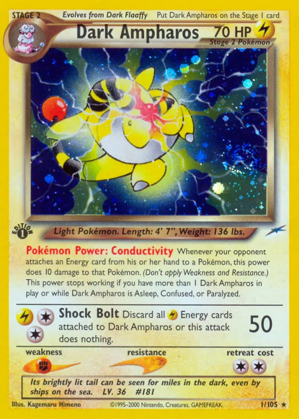 Dark Ampharos Pokémon Neo Destiny #1 1st Edition Holo