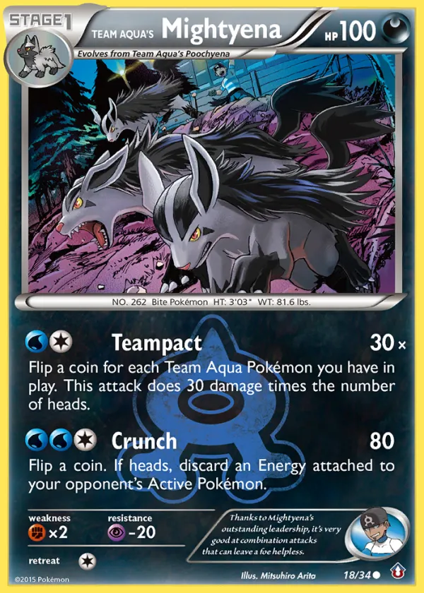 Team Aqua's Mightyena Pokémon Double Crisis #18 Reverse Holo