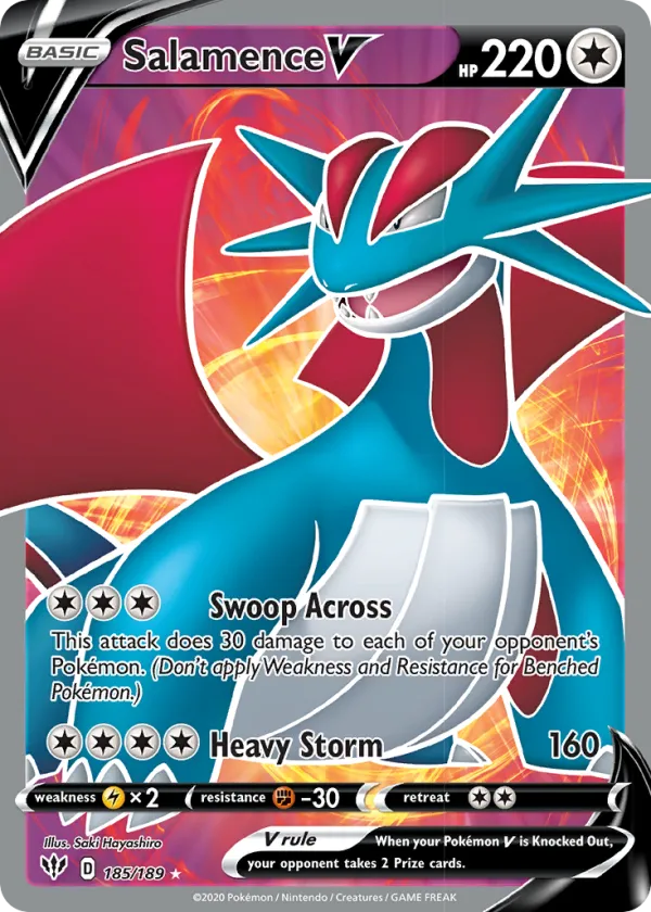 Salamence V Pokémon Darkness Ablaze #185 Holo