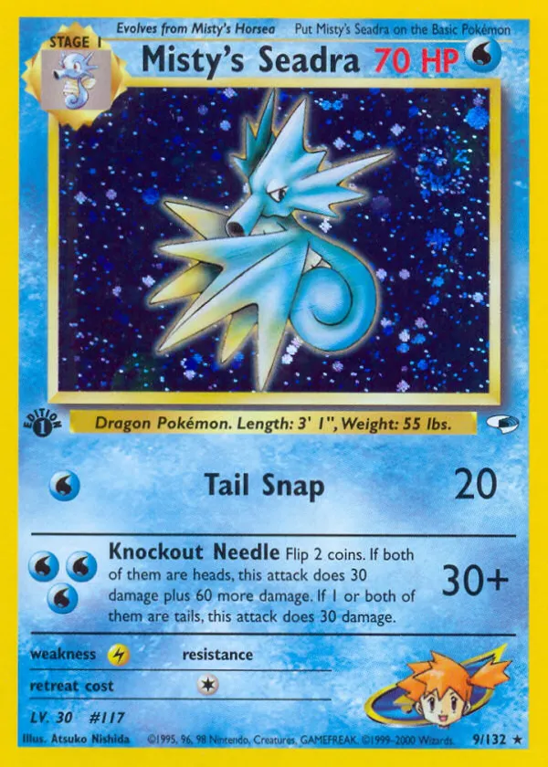 Misty's Seadra Pokémon Gym Heroes #9 1st Edition Holo