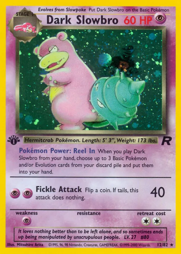 Dark Slowbro Pokémon Team Rocket #12 1st Edition Holo