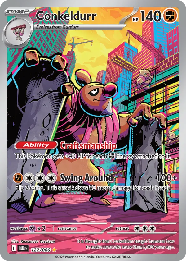 Conkeldurr Pokémon Black Bolt #127 Holo