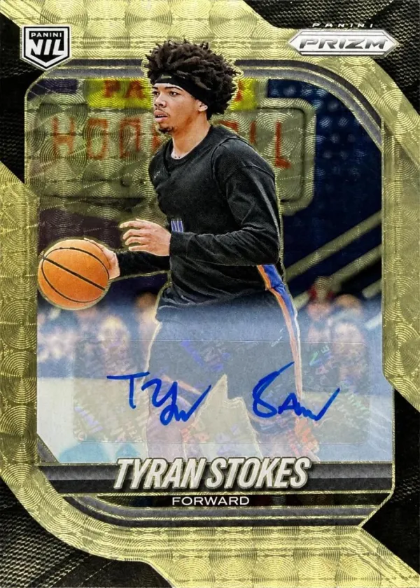 Tyran Stokes 2025 Panini Prizm Autographs Basketball Gold Vinyl FOTL #94